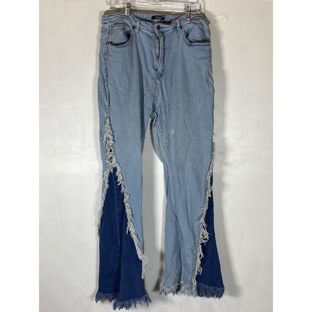 American Bazi Two Tone Distressed Flare‎ Jeans Plus Size 18W 20W Boho